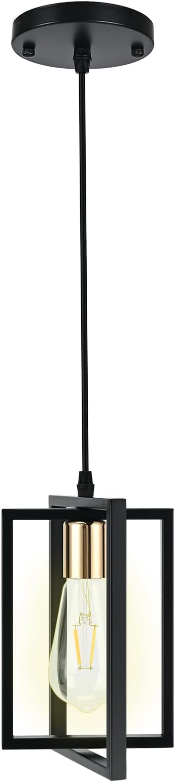 Black Pendant Lights Kitchen Island, Industrial Hanging Light Fixture with Durable Metal Shades, 1 Pack Kitchen Island Lighting for Dining Table, Entryway, Restaurant