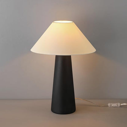 Globe Electric Novogratz x 18" Ceramic Table Lamp, Matte Black, Off-White Tapered Fabric Shade, in-Line Rocker Switch, 5 Ft. Clear Cord, Home Office, Desk, Living Room
