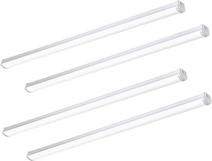 4FT Linkable 40W LED Shop Lights White 4000K Utility Shop 4000LM for Garages Shop, Linear Work Light Fixture Hanging or Flush Mount with Plug, ETL 4 Pack