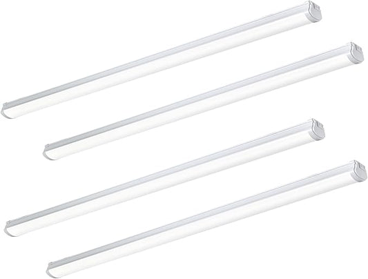 4FT Linkable 40W LED Shop Lights White 4000K Utility Shop 4000LM for Garages Shop, Linear Work Light Fixture Hanging or Flush Mount with Plug, ETL 4 Pack