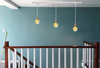 Kiven 3 Pack H-Track Lighting Kitchen Pendant Light -Mini Red Antique Brass Hanging Lamp,23.62" Twisted Cloth Covered Wire with H System Track Adapter