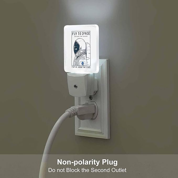 LED Night Light,Astronaut in Space LED Night Light Plug into Wall with Dusk to Dawn Light Sensor White Energy Efficient Nightlight for Bedroom Bathroom Hallway Living Room Kitchen