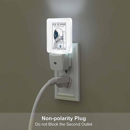 LED Night Light,Astronaut in Space LED Night Light Plug into Wall with Dusk to Dawn Light Sensor White Energy Efficient Nightlight for Bedroom Bathroom Hallway Living Room Kitchen