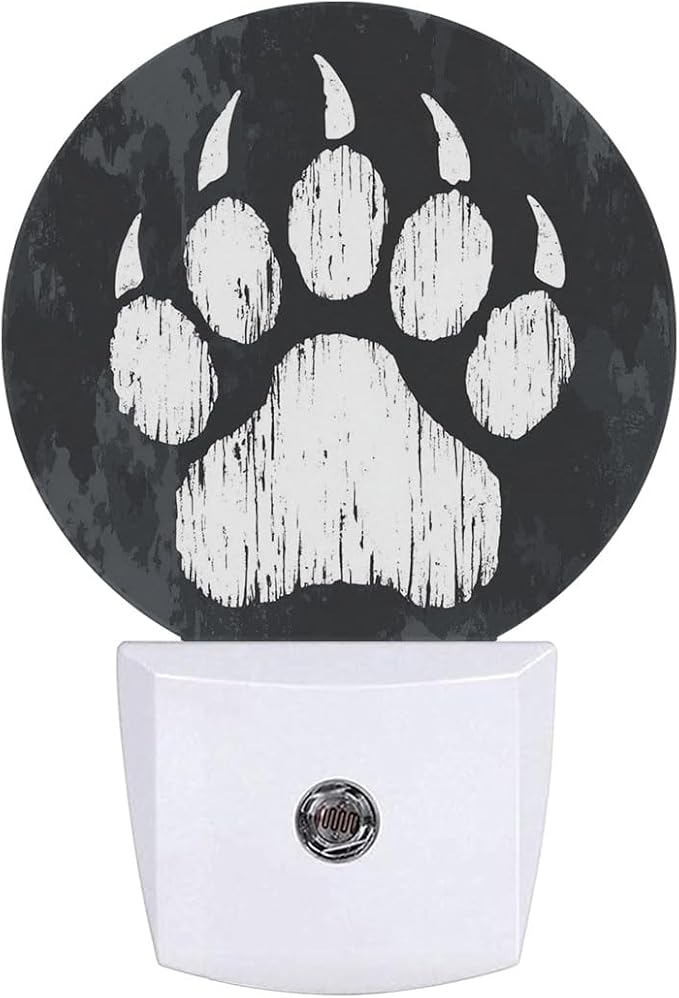Animal Bear Paw Print Night Light Auto Sensor Led Dusk to Dawn Lamp Home Decor for Men Women
