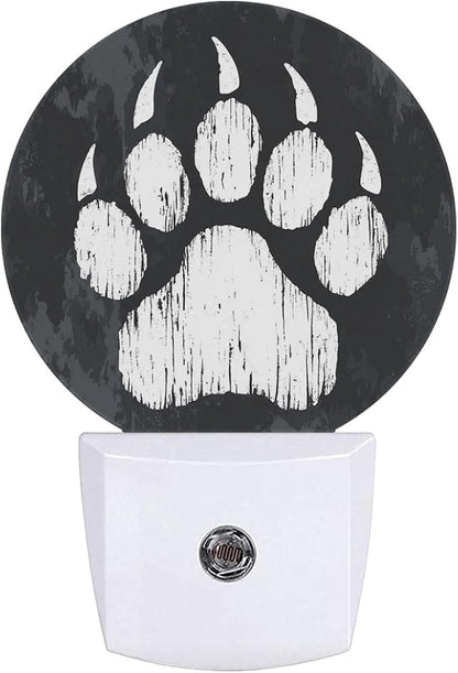 Animal Bear Paw Print Night Light Auto Sensor Led Dusk to Dawn Lamp Home Decor for Men Women