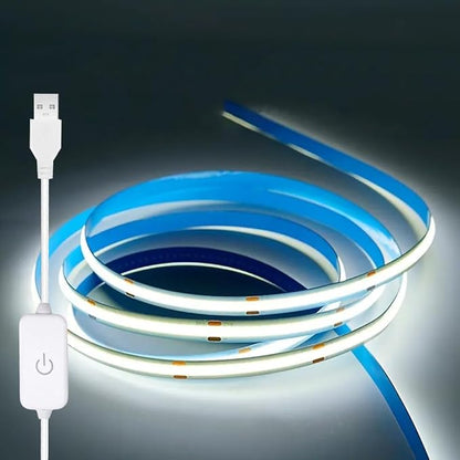 ZSLAIFU A 5V USB LED Light Strip, COB LED Strip Lights, White 5V LED Lights, Small LED Strip Light, TV Lights for TV Under Cabinet Kitchen Living Room Shelving or Displays (White, 3.28ft)