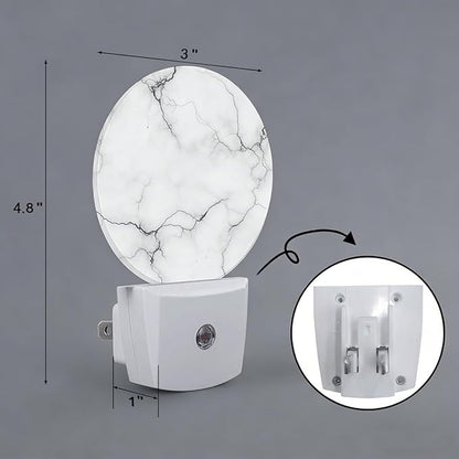 White Gray Marble Texture Night Light Auto Sensor Led Dusk to Dawn Lamp Home Decor for Men Women