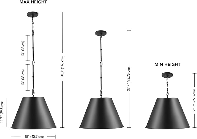 Globe Electric 1-Light Pendant Light, Matte Black Finish, Adjustable Hanging Rods, Dimmable, E26 Base, Dark Academia Modern Ceiling Lighting, 67000198