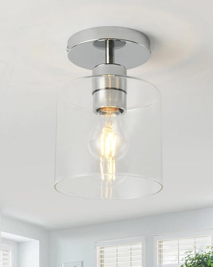 Chrome Semi Flush Mount Ceiling Light,Modern Farmhouse Ceiling Light Fixture for Closet Entryway,Hallway Light Fixture 5.9in Clear Glass Shade 1 Pack