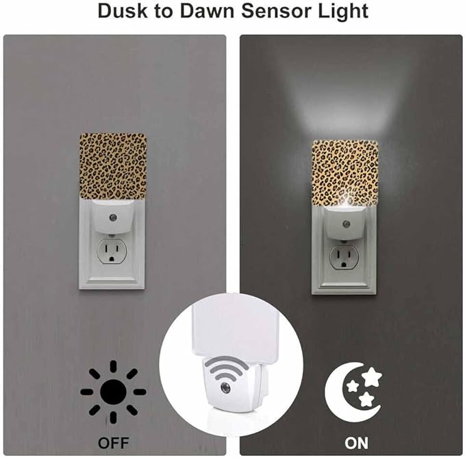Leopard Print Night Light Animal Print LED Night Lights Plug into Wall for Stairway Hallway Bedroom 0.5W Nightlight