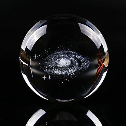 3d Crystal Ball Solar System Crystal Ball with Led Lamp Base - Best Birthday Science Gifts For Man Teacher Boy Kids Girls Men - Galaxy Jupiter Saturn Moon Earth Solar System Space Astronomy Gifts