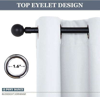 PONY DANCE Greyish White Small Window Curtain Panels Room Darkening Curtain Tiers for Nursery with Top Grommet (Only Block 60-75% Lights), 29 x 30 Inch, 1 Pair