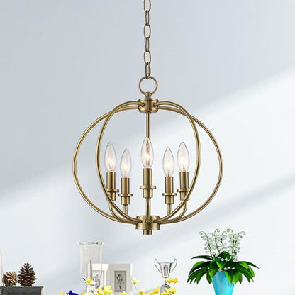 Livex Lighting 4665-91 Milania 5-Light Convertible Hanging Lantern/Ceiling Mount, Brushed Nickel