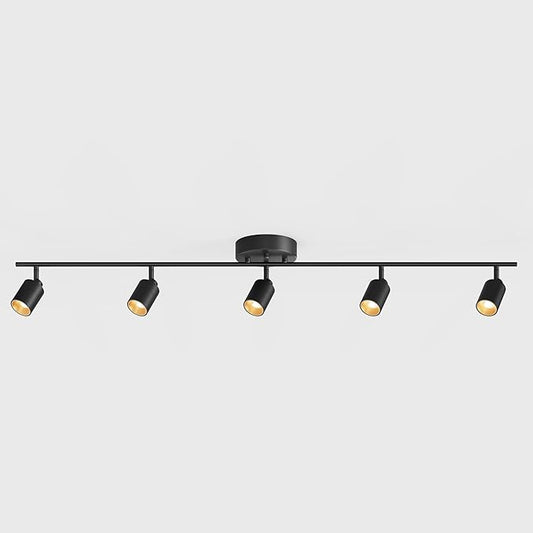 Shura Black 5-Light 5CCT Track Light with Rotatable Heads, 5 Color Selectable, Integrated LED Bulbs, 4 ft Track Light Kit, 2275 Lumen