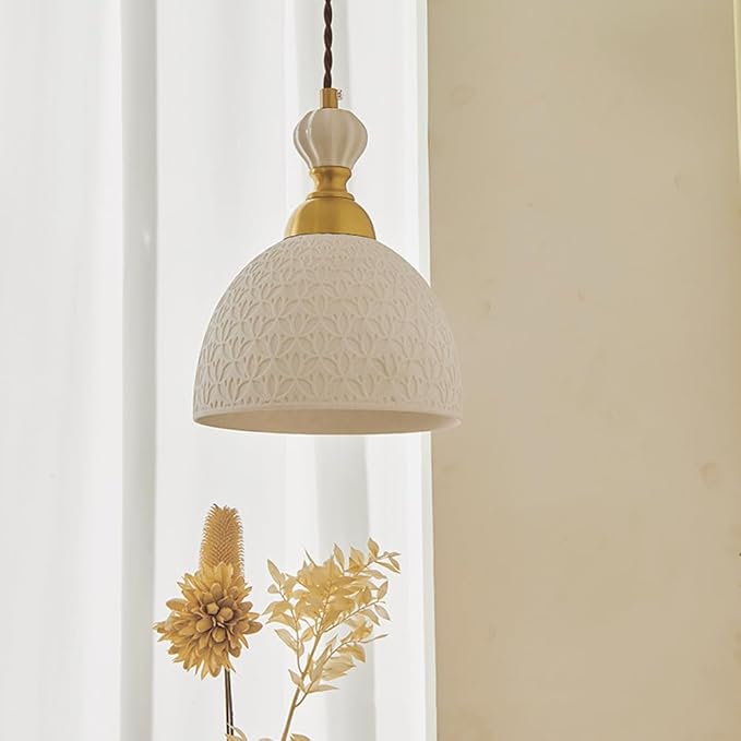 Modern Ceramics Chandelier 1-Light Fixture Industrial Ceramics Pendant Lighting Adjustable Cord Farmhouse Ceiling Hanging Lamp for Kitchen Island Restaurant Kitchen Sink