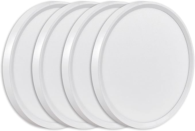 4PK 9 Inch LED Flush Mount Ceiling Light, 18W, 1860LM, 3000K/4000K/6000K CCT Selectable, Round Flat Panel Low Profile Ceiling Light Fitures for Hallway, Kitchen, Bedroom, Laundry Room