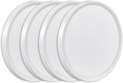 4PK 9 Inch LED Flush Mount Ceiling Light, 18W, 1860LM, 3000K/4000K/6000K CCT Selectable, Round Flat Panel Low Profile Ceiling Light Fitures for Hallway, Kitchen, Bedroom, Laundry Room