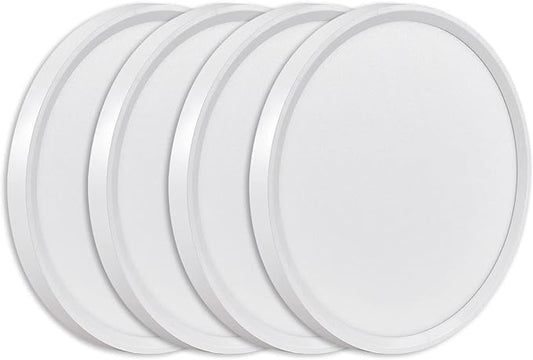 4PK 9 Inch LED Flush Mount Ceiling Light, 18W, 1860LM, 3000K/4000K/6000K CCT Selectable, Round Flat Panel Low Profile Ceiling Light Fitures for Hallway, Kitchen, Bedroom, Laundry Room