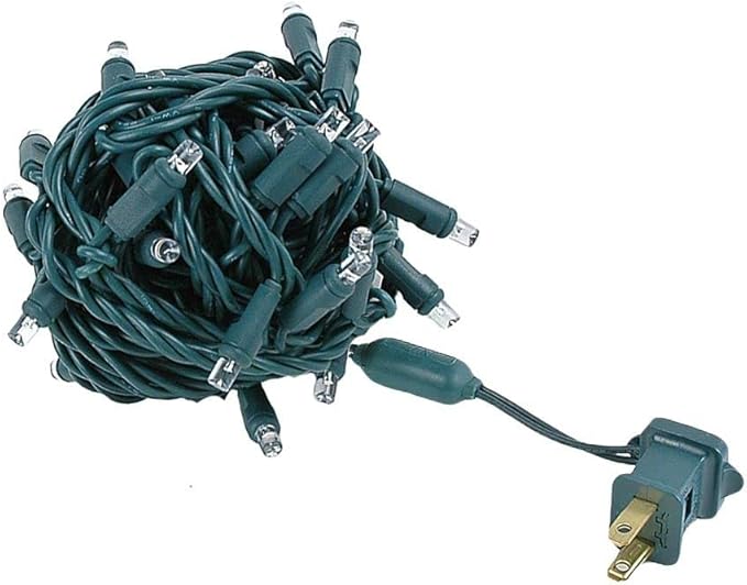 Novelty Lights 25ft 50 LED Pure White Christmas Lights Outdoor/Indoor, 6" Spacing, Green Wire String Lights for Festive Xmas Lighting, IP55, UL Listed, Dimmable, Connectable