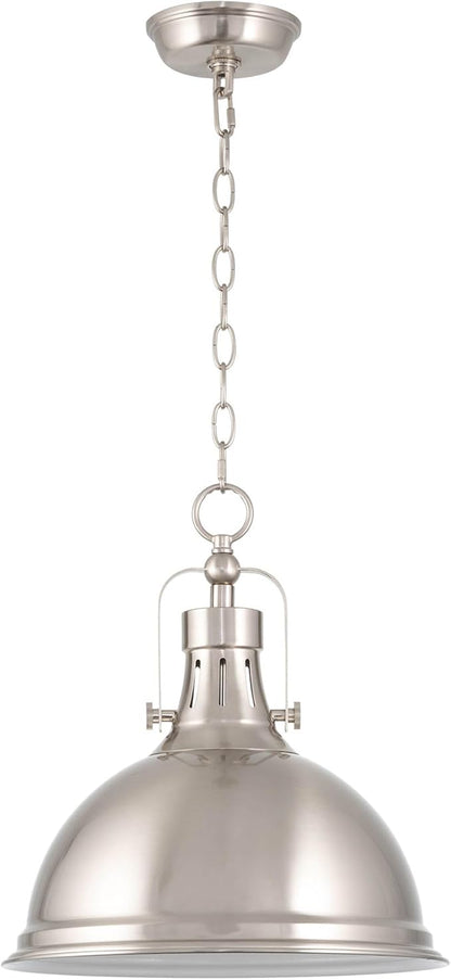 Kira Home Belle 14" Modern Industrial Pendant Light with Dome Shade, Retro Metal Silver Hanging Light, Brushed Nickel Finish