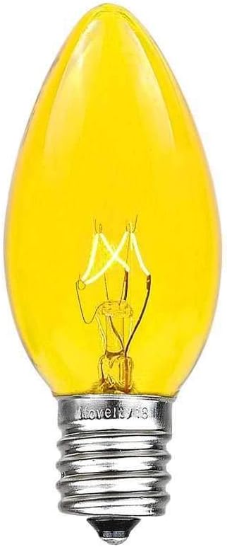 Novelty Lights C9 Yellow Christmas String Light Set - Outdoor Christmas Light String - Hanging Christmas Lights - Roofline Light String - Outdoor Patio String Lights - Brown Wire - 25 Foot
