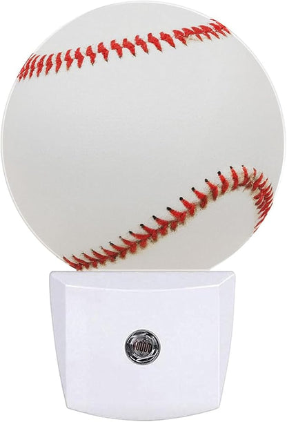 Baseball Sports Night Light Plug Into Wall Auto Led Sleep Round Lamp for Living Room Hallway Stairs