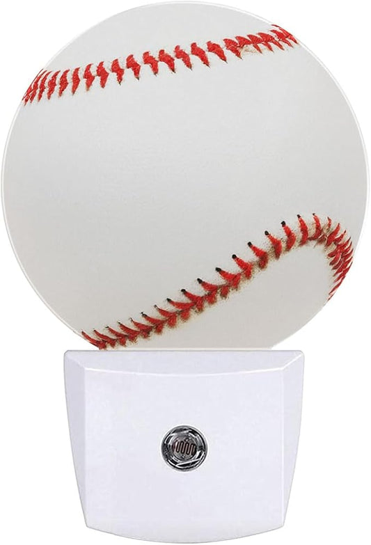 Baseball Sports Night Light Plug Into Wall Auto Led Sleep Round Lamp for Living Room Hallway Stairs