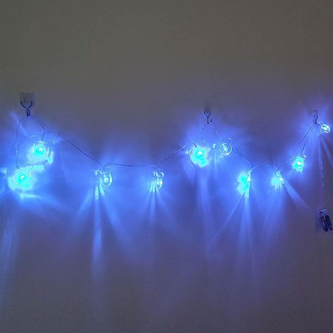 1.65m 10LEDs Decorative Cartoon Animal Mouse Night Mood Light Romantic Lamp for Home Indoor Bedroom Party Festival Décor (Blue)