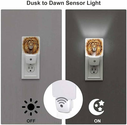 Lion Night Light Furry Brown LED Night Lights Plug into Wall for Stairway Hallway Bedroom 0.5W Nightlight