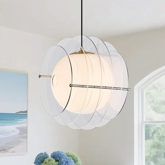 Modern Pendant Light Globe Pendant Lights Kitchen Island Contemporary Hanging Lighting Fixture for Dining RoomEntryway, Bedroom, Adjustable Height
