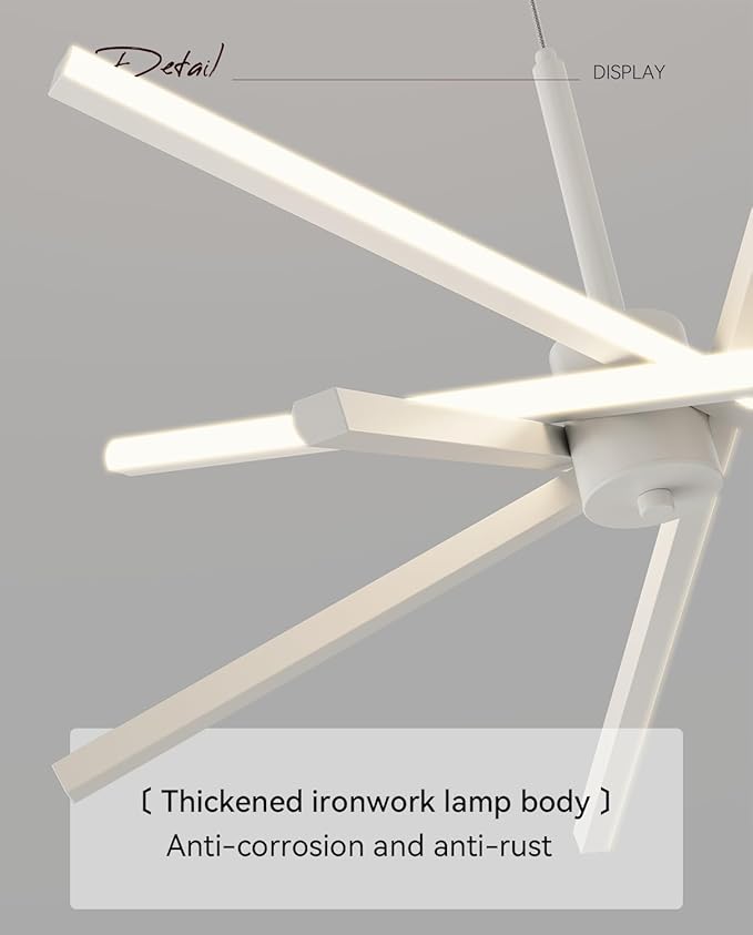Modern Sputnik Chandelier Ceiling LED Black Pendant Light Embedded Mount Chandeliers Dining Room Light Fixtures Over Table Dimmable with Remote Control for Living Room Kitchen Bedroom (White)