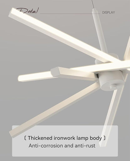 Modern Sputnik Chandelier Ceiling LED Black Pendant Light Embedded Mount Chandeliers Dining Room Light Fixtures Over Table Dimmable with Remote Control for Living Room Kitchen Bedroom (White)