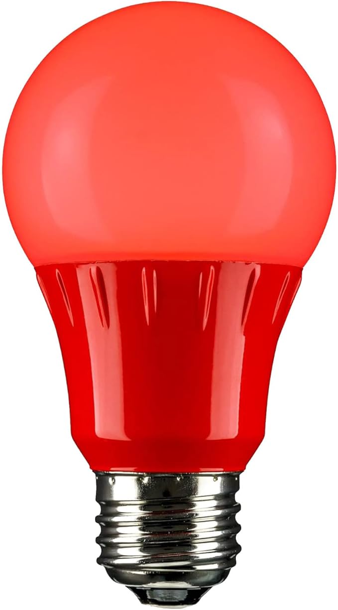 Sunlite 80148 LED A19 Colored Light Bulb, 3 Watts (25w Equivalent), E26 Medium Base, Non-Dimmable, UL Listed, Party Decoration, Holiday Lighting, 1 Count, Red