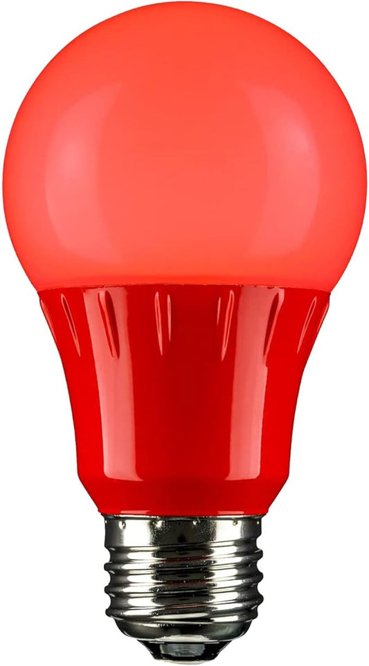 Sunlite 80148 LED A19 Colored Light Bulb, 3 Watts (25w Equivalent), E26 Medium Base, Non-Dimmable, UL Listed, Party Decoration, Holiday Lighting, 1 Count, Red