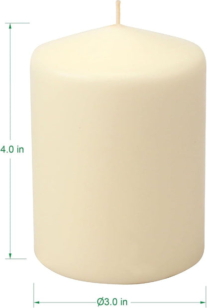 Stonebriar Unscented Pillar Candles – 35 Hour Burn Time, Long-Lasting Wax Candles for Weddings, Holidays, Home Décor & Special Events, Pack of 6, Ivory, 3" x 4"