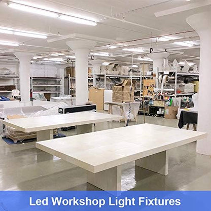 Airand Ceiling Lights LED Plug in 2ft Flushmount LED Tube Light 5000K Linkable Garage Light Fixture 18W Wraparound Ceiling Lamp Utility Shop Light Corded Under Cabinet Light with ON/Off Switch