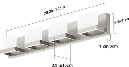 Tipace 4 Lights LED Modern Vanity Light Brushed Nickel Bathroom Lighting Fixture Up and Down Bathroom Wall Light Over Mirror(White Light 6000K)