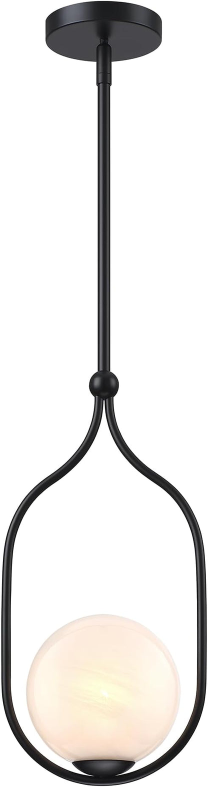 Globe Pendant Light, Modern Bubble Chandelier and Hand Blown Glass Chandelier with Black Finish Adjustable Rods for Kitchen Island Dinning Room Bedroom Living Room Home Owners