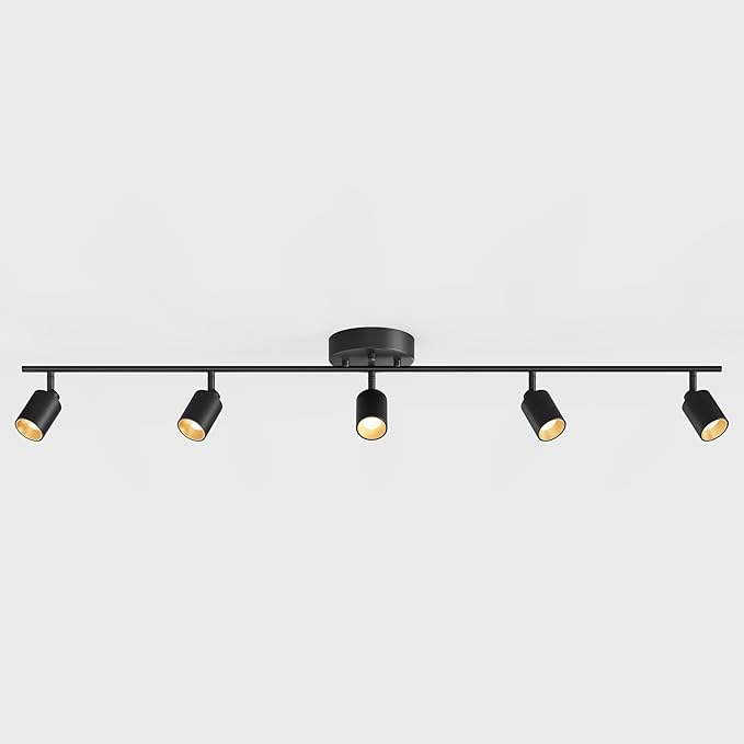 Shura Black 5-Light 5CCT Track Light with Rotatable Heads, 5 Color Selectable, Integrated LED Bulbs, 4 ft Track Light Kit, 2275 Lumen