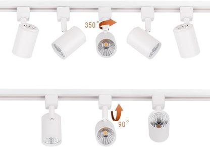 mirrea LED Track Lighting Heads Compatible with Single Circuit J Type Rail Ceiling Spotlight for Accent Task Wall Art Exhibition Lighting 6.5W 3000K Warm White 24° White Painted Pack of 12