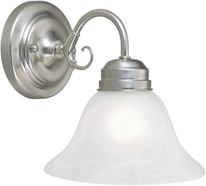 Design House 511618 Millbridge Wall Light Traditional 1-Light Indoor Dimmable Light with Alabaster Glass for Bathroom Hallway Foyer, Satin Nickel