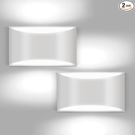 Aluminum Modern LED Wall Sconce Hardwired Indoor Wall Lights Set of 2 Up and Down Wall Mount Light for Bedroom Living Room Bathroom Hallway Entryway Stairwell Cool White 6000K(with G9 Bulbs)