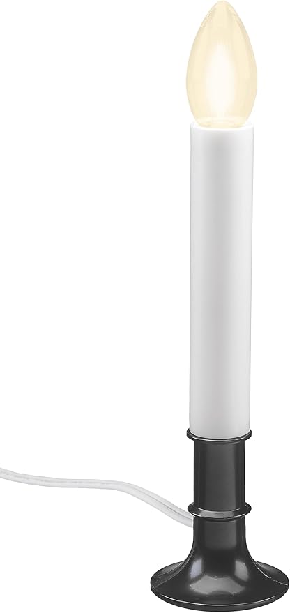 Xodus Innovations AC1120A-4 Electric Plug-in 8.25 inch Flameless Window Candle with Dusk to Dawn Light Sensor Timer,White Candle with Black Base Pack of 4