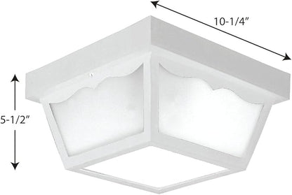 Progress Lighting 2-Light Indoor and Outdoor Flush Mount Ceiling Light, Interior and Exterior Ceiling-Mount Light Fixture for Porch Light, Patios, Garages, Hallways, 10-1/4'' by 5-1/2'', Black