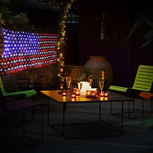 XTF2015 Led Flag Net Lights of The United States, American Flag Lights, Waterproof American Flag String Light for Outdoor, Independence Day, Memorial Day, Decoration, Garden, Indoor and Christmas