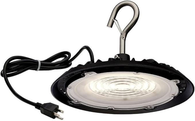 Satco 65/962 Hi-Pro 8-Inch Round LED Shop Light, UFO Utility Light, 60 Watts, Black