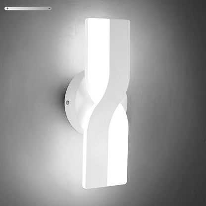 Kawell 12W Minimalist LED Wall Light 1%-100% Dimming Modern Wall Sconce Hardwired Indoor Wall Lamp Square for Bedside Hallway Study Kitchen, White 6000K