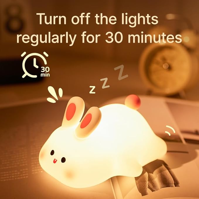 Squishy Bunny Night Light, Cute Easter Rabbit, Bunny Lamp, Led Big Face Rabbit Decor, Novelty Gifts, Dimmable Rechargeable Light up Bunnies, Nursery Room College Dorm Touch Nightlight