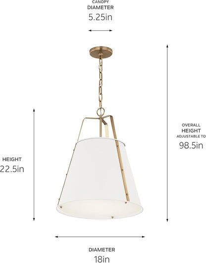 Kichler Etcher 2-Light Pendant Light Fixture with Etched Painted White Glass Diffuser, Kitchen Island Hanging Light in White and Champagne Bronze (22.5" x 18"), 52711WH