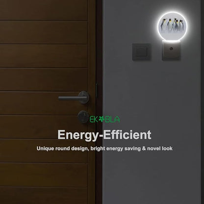 EKOBLA Penguin Plug-in Night Light, Cute South Pole Ice Animal LED Nightlight with Auto Sensor for Bedroom, Bathroom & Hallway